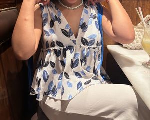 Leaf Print Peplum Top