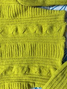 Yellow Colour Soft Cropped Sweater