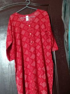 Red Cotton  Kurta