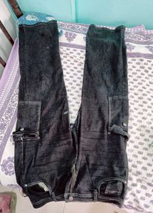 Black Dyed Cargo Jeans