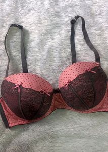 Pink Polka Dot Lace Bra