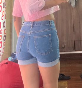 Rolled Hem Denim Shorts