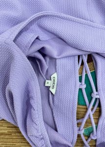 Lilac Lace-Up Back Crop Top