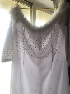 Classy White Dress Feathers Design Perfect