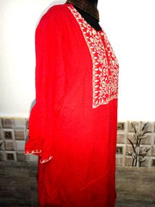 🎁Buy 2, Get 2 Free🎁XL/XXL Red Embroidered Kurta
