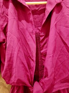 Burgundy Smocked Jumpsuit