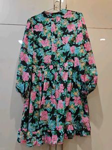 Floral Printed Knee Length Dress