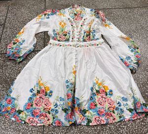 Floral Print White Dress