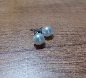 Earrings Set of Hoops and White Stud &amp; Pendants