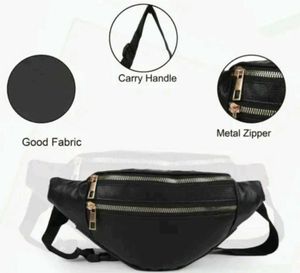 Black Faux Leather Belt Bag