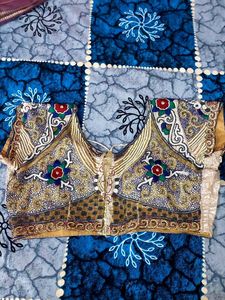 Sallu Saree Navy Blue Stone Work Blouse