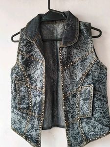 Vintage Studded Denim Vest
