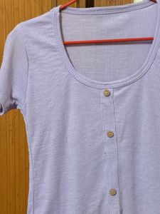 Cute Lilac Button-Down Top