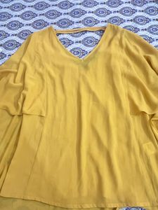 Yellow Stylish Top With Attached Cape
