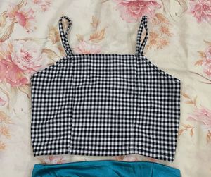 Check Print Crop Top