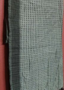 Gray Striped Cotton Scarf/Duppata