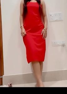 Sleek Red Slip Dress