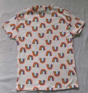 Rainbow Print Mock Neck Tee