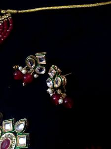 Unused Red Kundan Choker Set