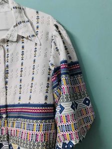 Vintage Patterned Crop Shirt