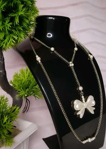 Korean Inspired Bow Layered Necklace