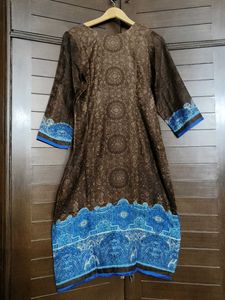 Women  Brown &amp; Blue Winter Wool Kurta Set