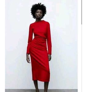 zara red dress