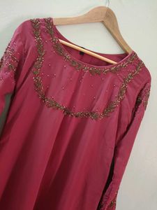 Onion Pink Handworked Kurta Set
