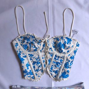 Y2k Vintage Blue Pinteresty Summer Bershka Corset