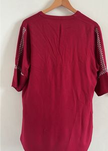Maroon Embroidered Kurta