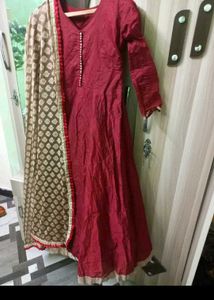 Elegant Maroon Anarkali Kurta Set