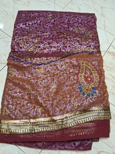 New Saree In Pleating Banarasi Silk Fabric
