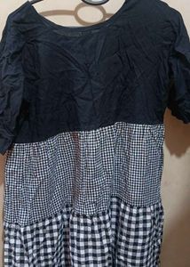 Black And White Cotton Short Dress