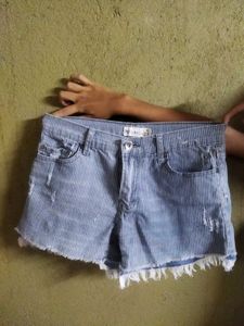 Pinstriped Distressed Shorts