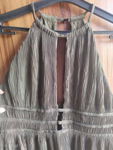 Olive Green Halter Dress