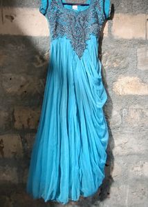 Cyan Color Wedding Were With Ambroidary Work
