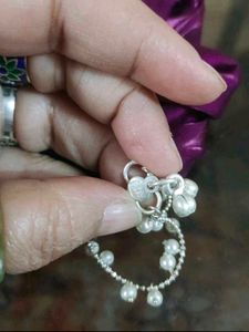 Pure Silver Payel|Pair Of Anklet|Faux Pearl