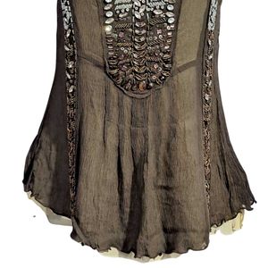 Embellished Brown Sleeveless Top