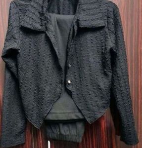 Chic Black Jacket & Pant Set