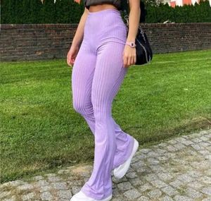 Purple Ribbed Leggings