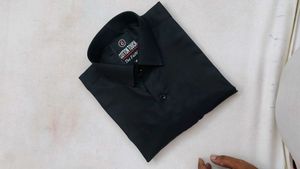Cotton Touch Black Formal Shirt - Size M