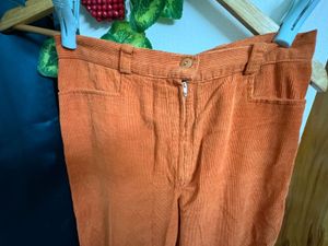 Vintage Orange Corduroy Flared Pants