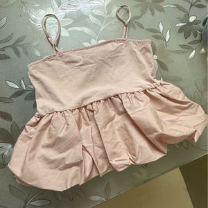 H&M Pink Balloon Peplum Strappy Top