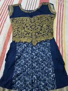 Jari Neavy Blue Women Kurta