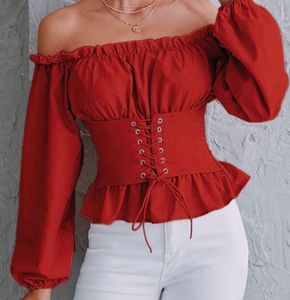 RED CORSET OFF SHOULDER TOP