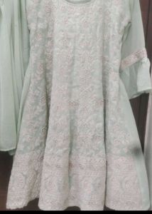 Pista Green Frock With Ghrara