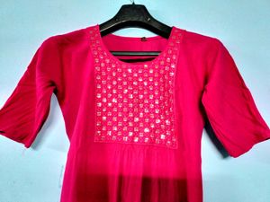 Vibrant Pink Kurti with Sequin Work