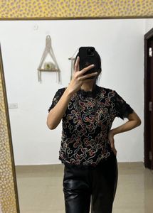 ZARA FLORAL Lace Embroidered TOP