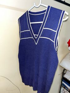 Navy Knit Sleeveless Sweater Vest