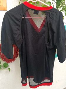 BLACK BACK NET T-SHIRT FOR WOMEN